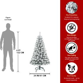 Unlit Artificial Christmas Tree Snow Flocked Fake Christmas Tree With Foldable Base (Option: 4ft)
