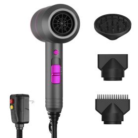 1Pc 1800W Hair Dryer Portable Compact Hair Blow Dryer With Cool Warm Hot Wind With Diffuser Concentrator Comb Nozzle ALCI Plug Overheat Protectio (Color: Grey)