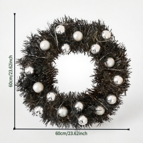 1 Piece Of 24-inch Black-themed Garland With Silver Ball Accessories And Christmas Letters (Option: 24in)